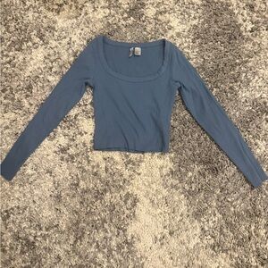 H&M Blue Fitted Crop Bodysuit